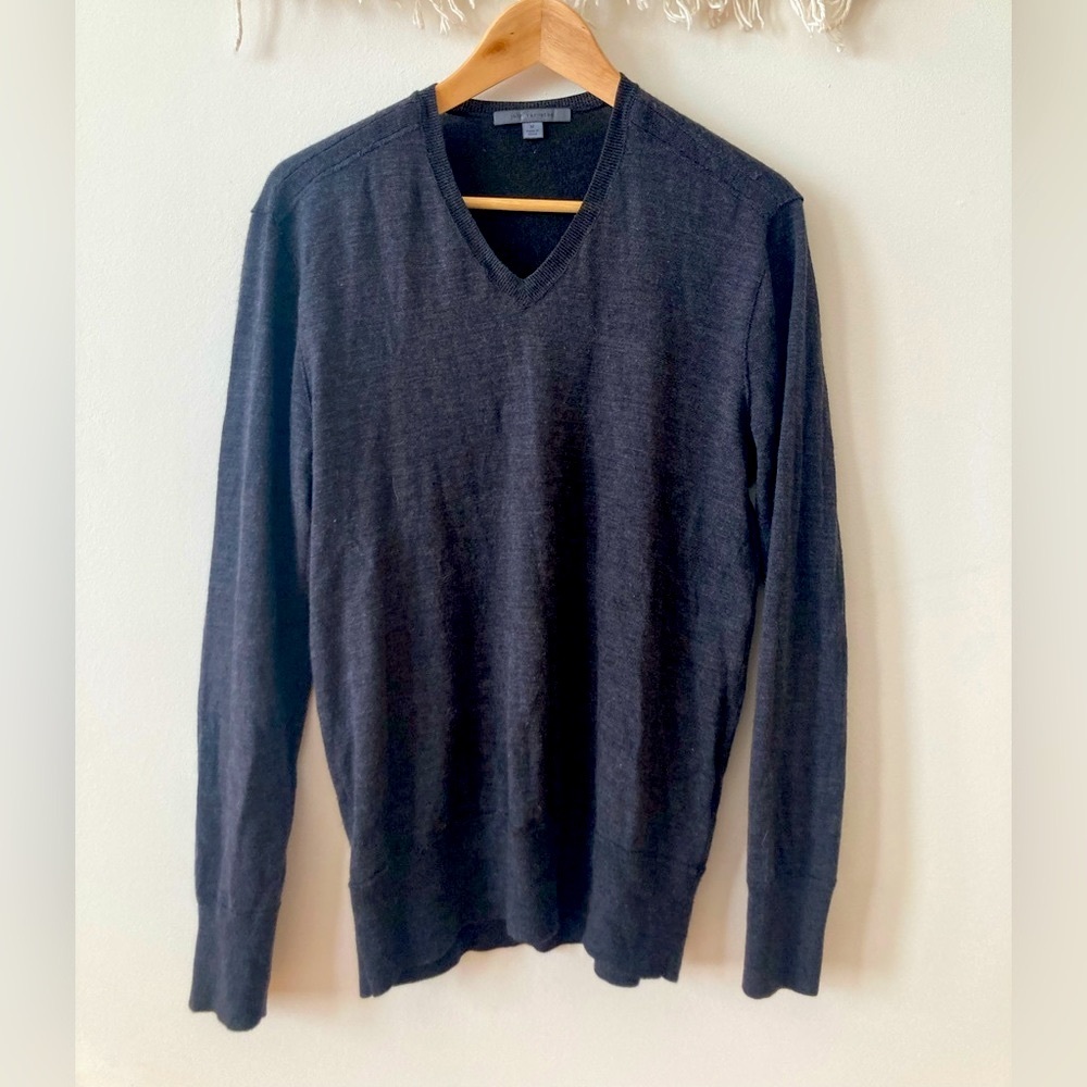John Varvatos grey wool v neck sweater